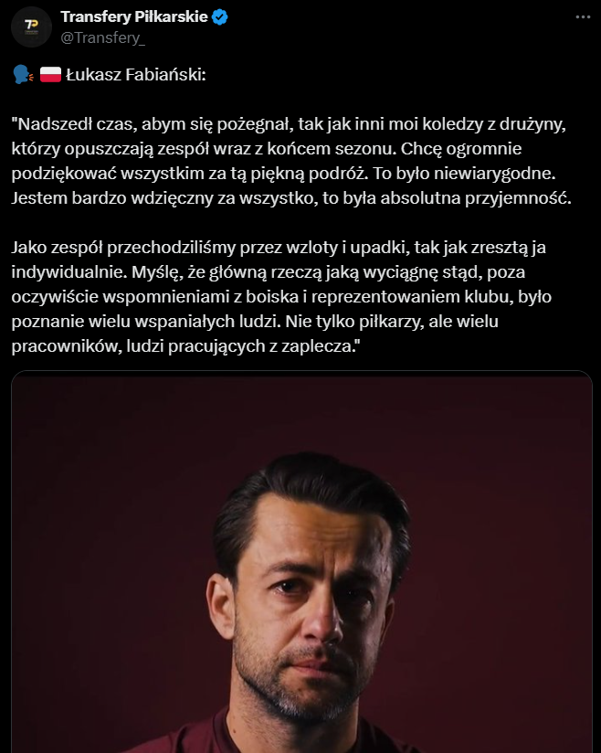 PIĘKNE SŁOWA Łukasza Fabiańskiego na pożegnanie z West Hamem!